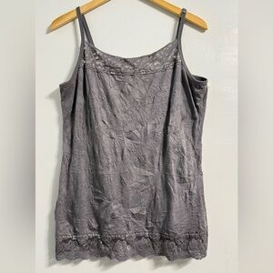 Maurices Charcoal Lace Cami 1X Dark Romantic Layering Tank